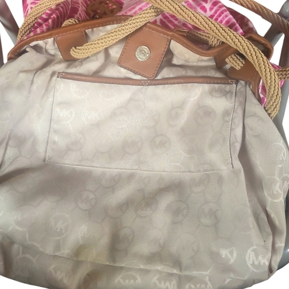 Michael Kors Marina Raspberry Tie Dyed Canvas Tote Handbag - Picture 8 of 9